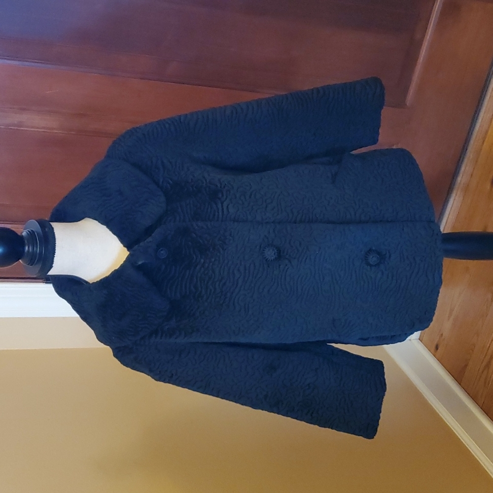 Borre Sportowne Stroller Jacket Vintage 60s button up black dress coat